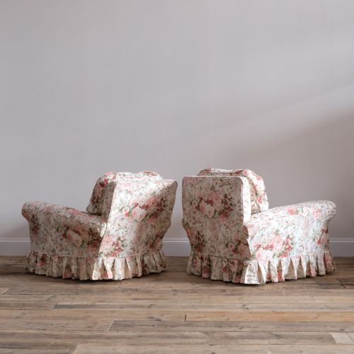 PAIR OF FLORAL COUNTRY HOUSE ARMCHAIRS - ADDITIONAL PHOTO 4