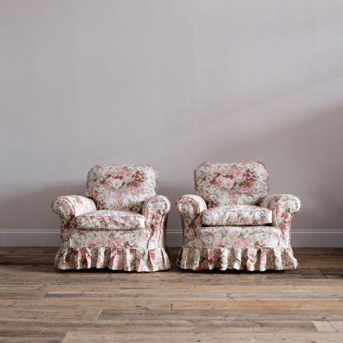PAIR OF FLORAL COUNTRY HOUSE ARMCHAIRS - ADDITIONAL PHOTO 7
