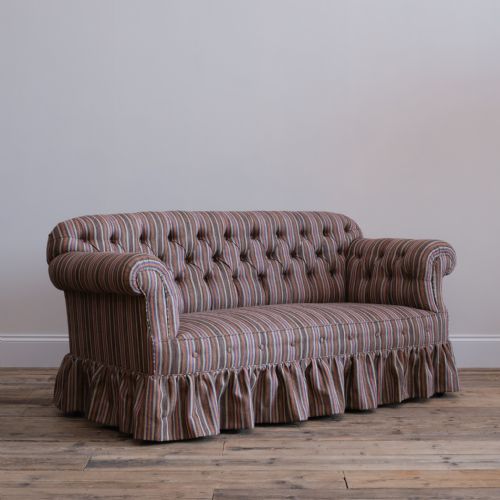 19th century country house sofa in striped ticking - CATEGORY: ANTIQUE SOFAS - DATED 19TH CENTURY