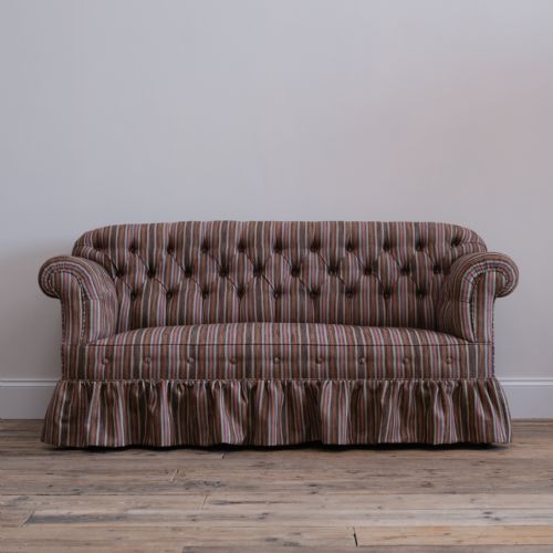 19TH CENTURY COUNTRY HOUSE SOFA IN STRIPED TICKING - ADDITIONAL PHOTO 1