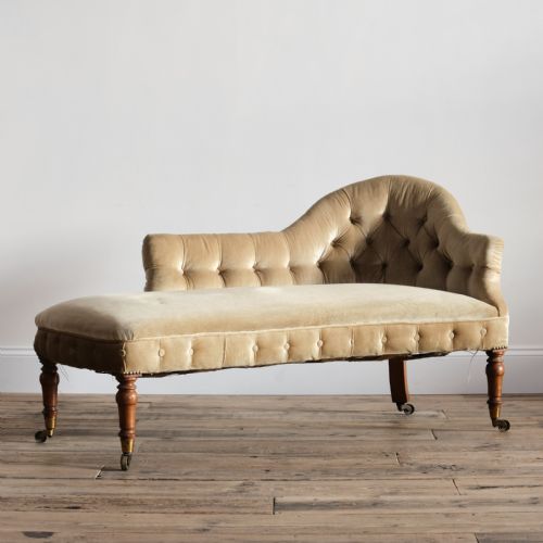 19th century diminutive walnut chaise lounge - CATEGORY: ANTIQUE SOFAS - DATED 19TH CENTURY