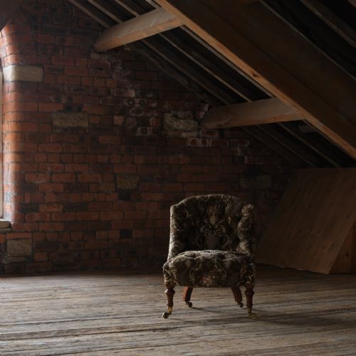 19TH CENTURY GILLOWS SLIPPER CHAIR IN ORIGINAL FABRIC - ADDITIONAL PHOTO 1