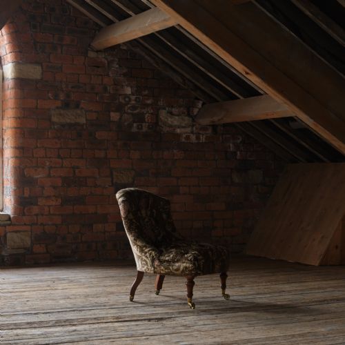 19TH CENTURY GILLOWS SLIPPER CHAIR IN ORIGINAL FABRIC - ADDITIONAL PHOTO 2