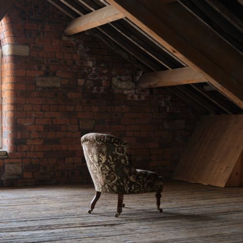 19TH CENTURY GILLOWS SLIPPER CHAIR IN ORIGINAL FABRIC - ADDITIONAL PHOTO 3