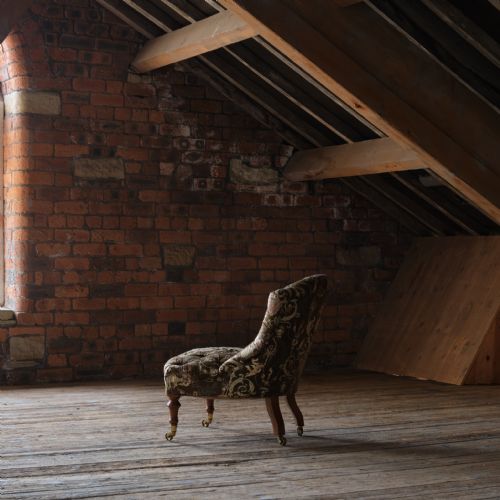 19TH CENTURY GILLOWS SLIPPER CHAIR IN ORIGINAL FABRIC - ADDITIONAL PHOTO 4