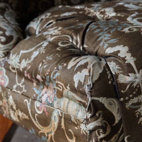 19TH CENTURY GILLOWS SLIPPER CHAIR IN ORIGINAL FABRIC - ADDITIONAL PHOTO 9