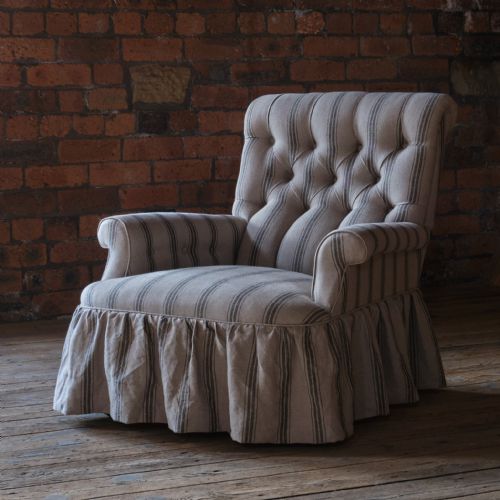 antique deep seated howard style armchair - CATEGORY: ANTIQUE CHAIRS - DATED 19TH CENTURY
