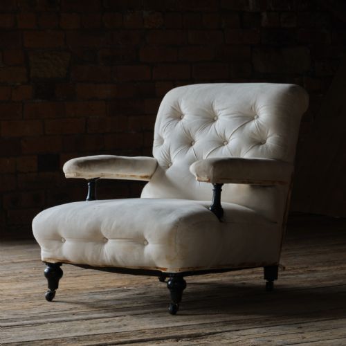 antique howard style open armchair - CATEGORY: ANTIQUE CHAIRS - DATED 19TH CENTURY