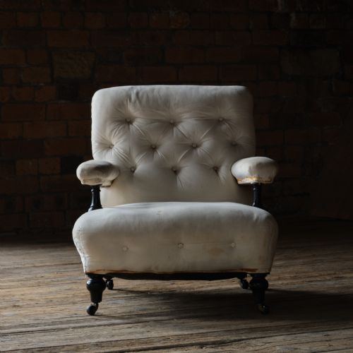 ANTIQUE HOWARD STYLE OPEN ARMCHAIR - ADDITIONAL PHOTO 1