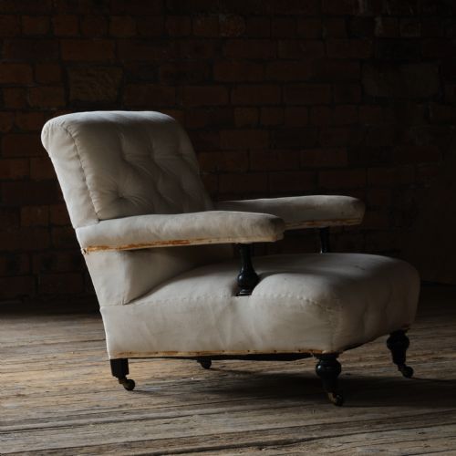 ANTIQUE HOWARD STYLE OPEN ARMCHAIR - ADDITIONAL PHOTO 2
