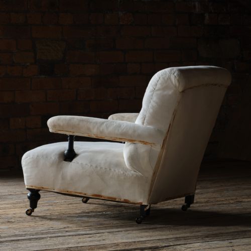 ANTIQUE HOWARD STYLE OPEN ARMCHAIR - ADDITIONAL PHOTO 4