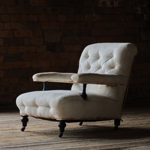 ANTIQUE HOWARD STYLE OPEN ARMCHAIR - ADDITIONAL PHOTO 5