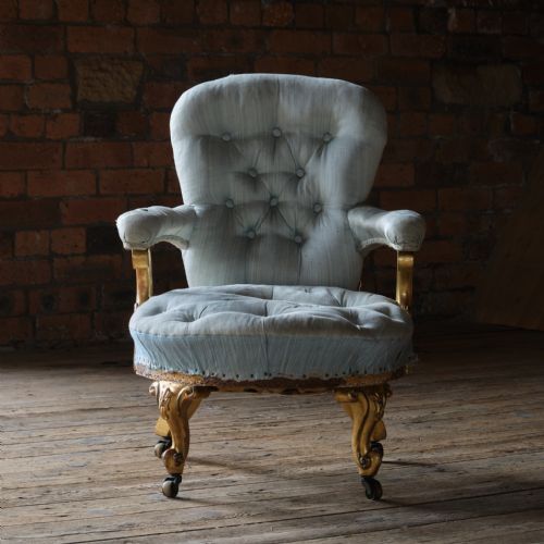 19TH CENTURY GILTWOOD OPEN ARMCHAIR - ADDITIONAL PHOTO 1