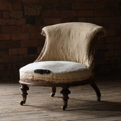 19th century iron back slipper chair - CATEGORY: ANTIQUE CHAIRS - DATED 1860