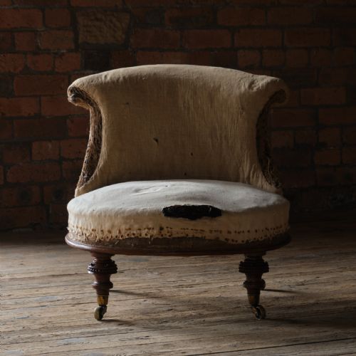19TH CENTURY IRON BACK SLIPPER CHAIR - ADDITIONAL PHOTO 1