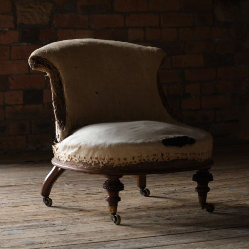 19TH CENTURY IRON BACK SLIPPER CHAIR - ADDITIONAL PHOTO 7
