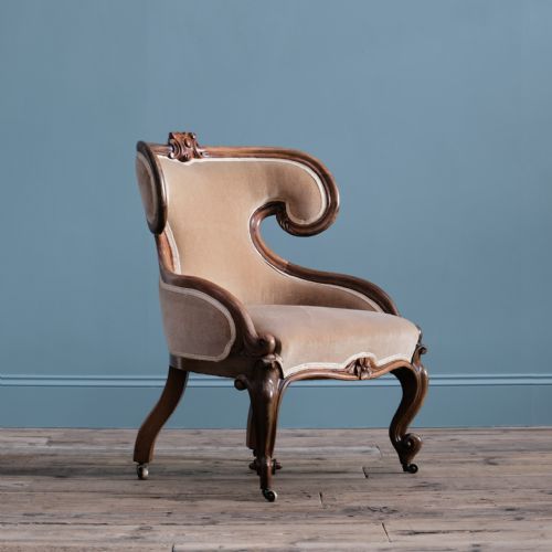 19TH CENTURY CARVED ROSEWOOD ARMCHAIR - ADDITIONAL PHOTO 1