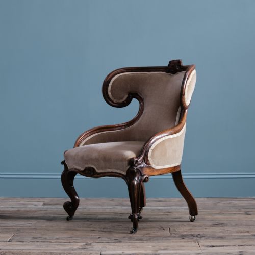 19TH CENTURY CARVED ROSEWOOD ARMCHAIR - ADDITIONAL PHOTO 5