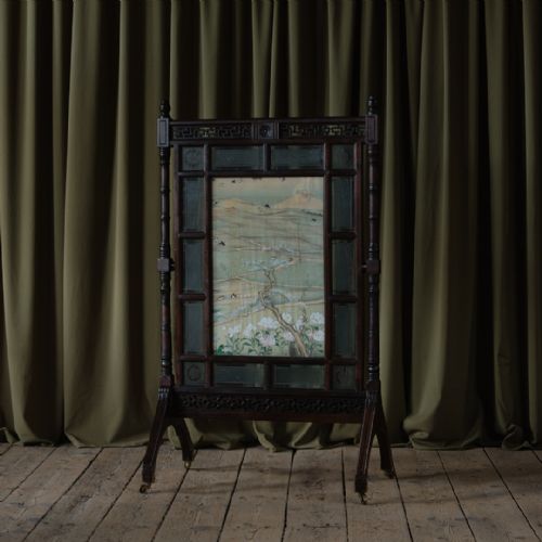 19TH CENTURY AESTHETIC MOVEMENT FIRE SCREEN WITH PAINTED SCENES - ADDITIONAL PHOTO 11