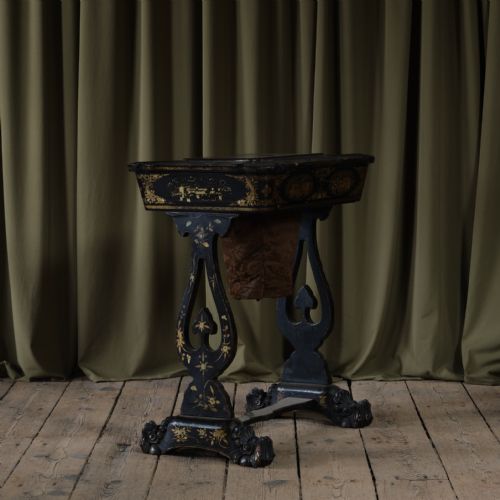 ANTIQUE 19TH CENTURY CHINOISERIE SEWING TABLE - ADDITIONAL PHOTO 2