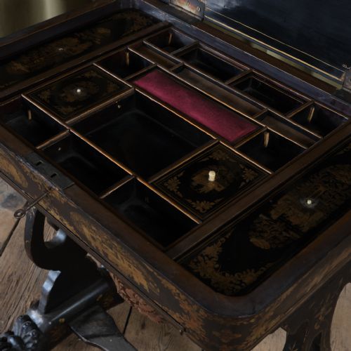 ANTIQUE 19TH CENTURY CHINOISERIE SEWING TABLE - ADDITIONAL PHOTO 8