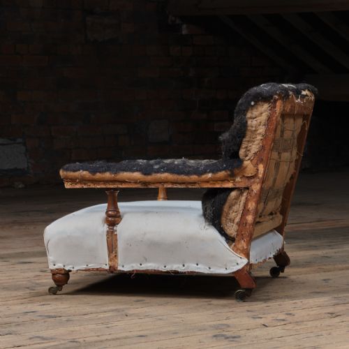 MID 19TH CENTURY OPEN ARMCHAIR 'ATTR' HOWARD SONS - ADDITIONAL PHOTO 2