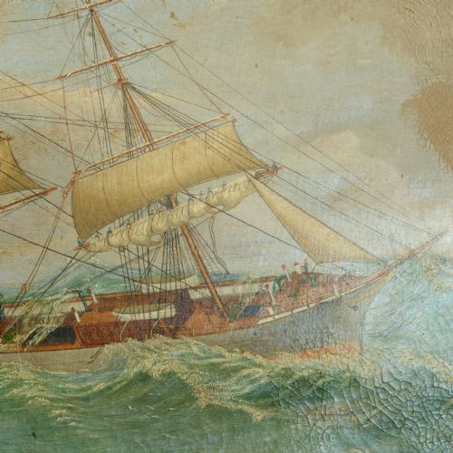 OIL ON CANVAS SHIP PAINTING - ADDITIONAL PHOTO 1