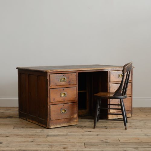 ANTIQUE COUNTRY HOUSE PINE PEDESTAL DESK HOLKHAM HALL - ADDITIONAL PHOTO 1