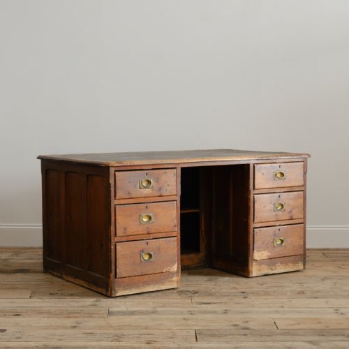 ANTIQUE COUNTRY HOUSE PINE PEDESTAL DESK HOLKHAM HALL - ADDITIONAL PHOTO 2
