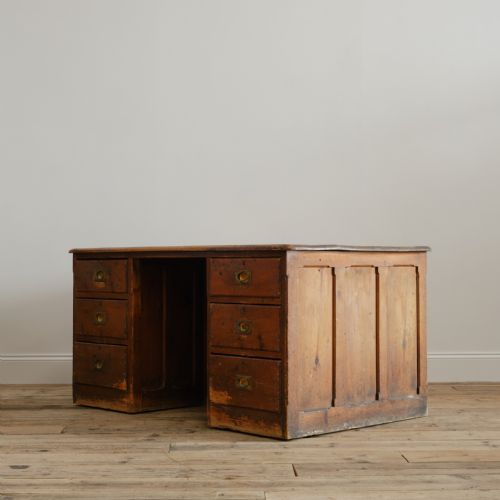 ANTIQUE COUNTRY HOUSE PINE PEDESTAL DESK HOLKHAM HALL - ADDITIONAL PHOTO 4