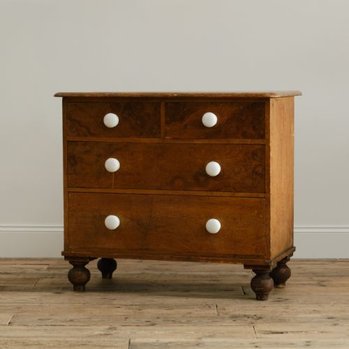 ANTIQUE PINE CHEST OF DRAWERS IN ORIGINAL SIMULATED OAK PAINT - ADDITIONAL PHOTO 5