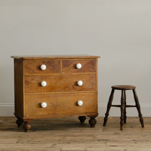 ANTIQUE PINE CHEST OF DRAWERS IN ORIGINAL SIMULATED OAK PAINT - ADDITIONAL PHOTO 7