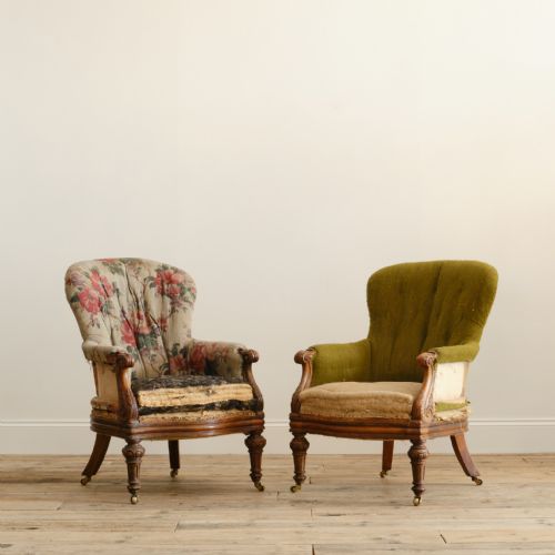 pair of 19th century walnut armchairs - CATEGORY: ANTIQUE CHAIRS - DATED 19TH CENTURY