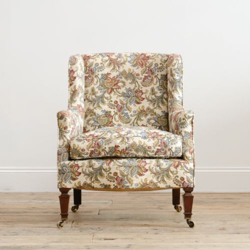 ANTIQUE FLORAL COUNTRY HOUSE WINGBACK ARMCHAIR - ADDITIONAL PHOTO 1