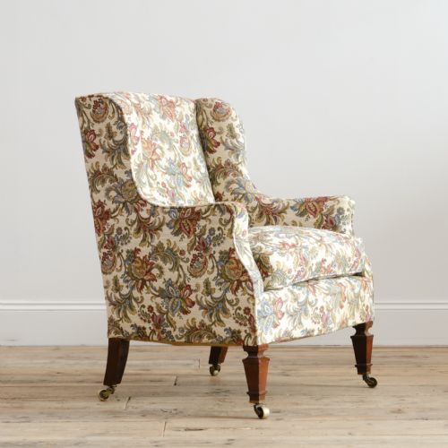 ANTIQUE FLORAL COUNTRY HOUSE WINGBACK ARMCHAIR - ADDITIONAL PHOTO 2