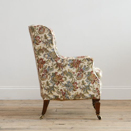 ANTIQUE FLORAL COUNTRY HOUSE WINGBACK ARMCHAIR - ADDITIONAL PHOTO 3