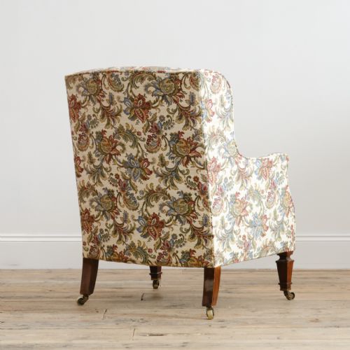 ANTIQUE FLORAL COUNTRY HOUSE WINGBACK ARMCHAIR - ADDITIONAL PHOTO 4