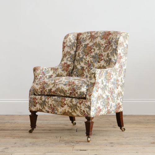 ANTIQUE FLORAL COUNTRY HOUSE WINGBACK ARMCHAIR - ADDITIONAL PHOTO 5
