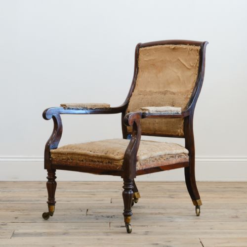 MID 19TH CENTURY ROSEWOOD OPEN ARMCHAIR C1840 - ADDITIONAL PHOTO 2