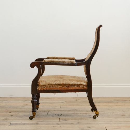 MID 19TH CENTURY ROSEWOOD OPEN ARMCHAIR C1840 - ADDITIONAL PHOTO 3