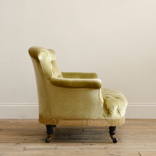 19TH CENTURY COUNTRY HOUSE SOFA IN SAGE VELVET - ADDITIONAL PHOTO 2