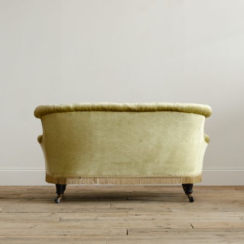 19TH CENTURY COUNTRY HOUSE SOFA IN SAGE VELVET - ADDITIONAL PHOTO 3