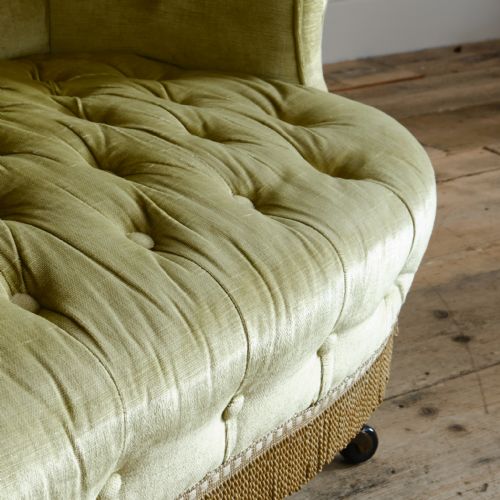 19TH CENTURY COUNTRY HOUSE SOFA IN SAGE VELVET - ADDITIONAL PHOTO 7
