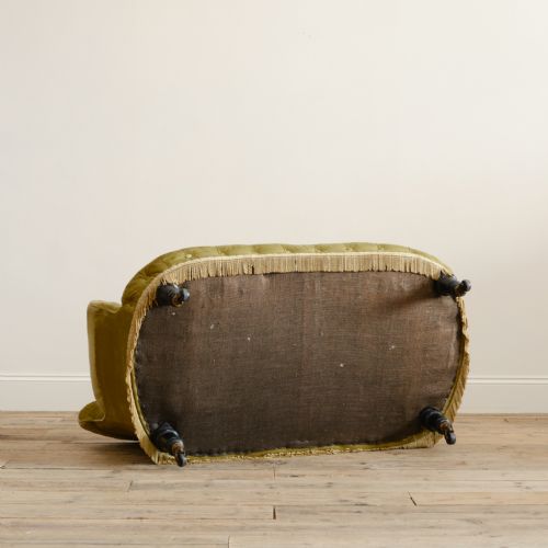 19TH CENTURY COUNTRY HOUSE SOFA IN SAGE VELVET - ADDITIONAL PHOTO 8