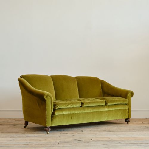 GREEN VELVET COUNTRY HOUSE SOFA C1930 - ADDITIONAL PHOTO 1