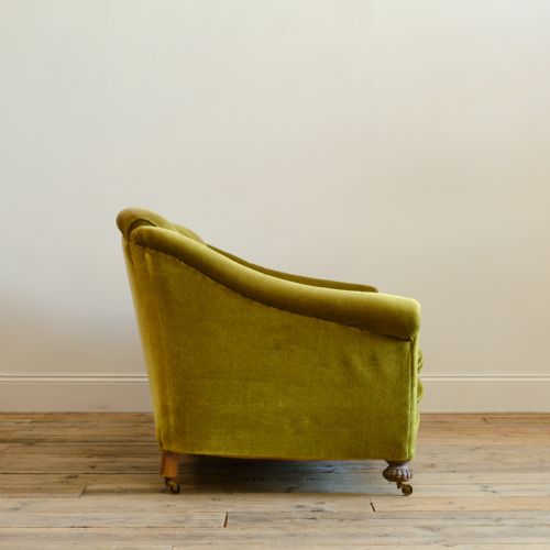 GREEN VELVET COUNTRY HOUSE SOFA C1930 - ADDITIONAL PHOTO 2