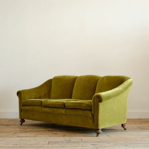 GREEN VELVET COUNTRY HOUSE SOFA C1930 - ADDITIONAL PHOTO 4