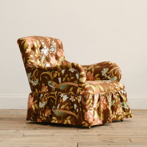 ANTIQUE WHYTOCK REID ARMCHAIR IN VINTAGE SANDERSON FLORAL CHINTZ - ADDITIONAL PHOTO 1