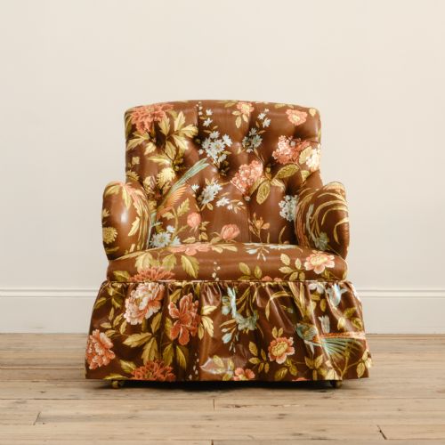 ANTIQUE WHYTOCK REID ARMCHAIR IN VINTAGE SANDERSON FLORAL CHINTZ - ADDITIONAL PHOTO 2