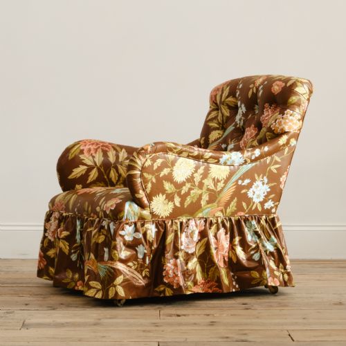 ANTIQUE WHYTOCK REID ARMCHAIR IN VINTAGE SANDERSON FLORAL CHINTZ - ADDITIONAL PHOTO 3